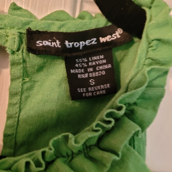 San Tropez West | Linen Ruffle Halter | Green | Sz S | Excellent Condition - Picture 4 of 4